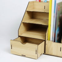 Desk Storage Organizer with Drawer, 3 Tier Desktop File Holder for Office, Multi Compartment Workspace Organization for Students