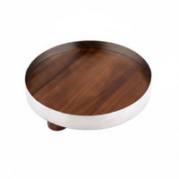 Stainless Steel Decorative Tray Light Elegant Design Vanity Perfume Tray Multi-Functional Footed Serving Platter for Desktop, Kitchen Counter