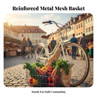 Waterproof Foldable Bike Basket Space Saving Folding Wire Bike Basket Large Capacity for Commuters, Cyclists, Shopping, Commuting, Cycling