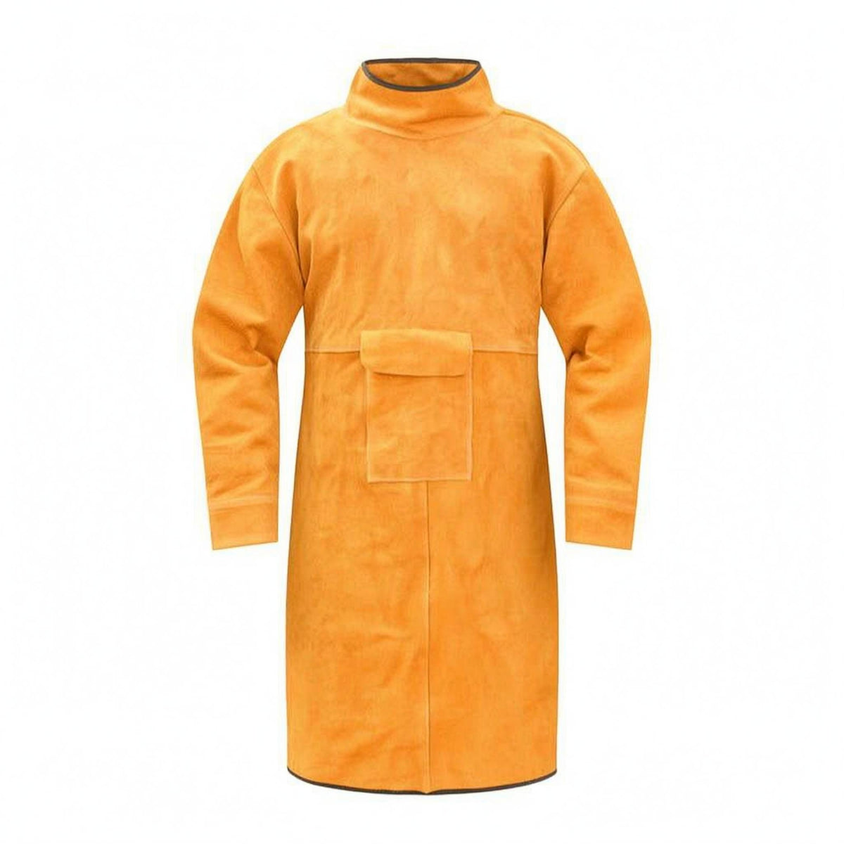 invertedWear Cowhide Weld Coat Unlined Leather Soldering Jacket High Collar Soldering Coat Long Sleeves