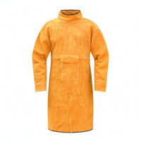 invertedWear Cowhide Weld Coat Unlined Leather Soldering Jacket High Collar Soldering Coat Long Sleeves