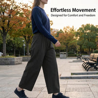 Ladies Wide Leg Trousers with High Waist Drawstring for Women, Barrel Fit Design for Casual Everyday Wear, Polyester Material with Shape Retention