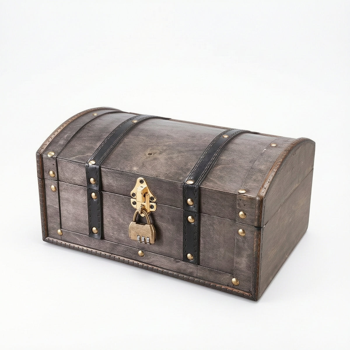Wooden Treasure Chest with Arched Lid Rustic Wooden Treasure Chest with Locking Latch Arched Storage Box for Collectors