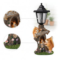 Outdoor Squirrel Garden Statue with Solar Light Resin Solar Squirrel Lantern Decorative Ornament Weather-Resistant for Gardeners, Homeowners, Yard, Pathway, Patio
