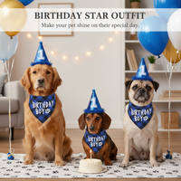 Pet Dog Birthday Party Decoration Set with Bandana, Hat, and Bow Tie