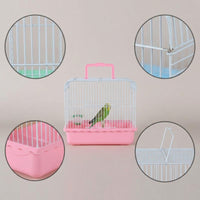 Portable Metal Bird Cage for Parakeets, Lovebirds, Finches, and Small Birds - Travel Carrier and Observation Cage