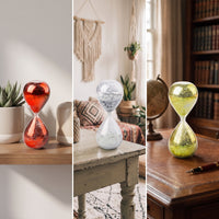 Decorative Hourglass with Glitter Sand Tabletop Glass Hourglass Shimmering Sandglass Transparent for Desk, Shelf, Bedside Table