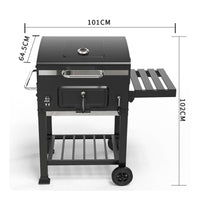 Briquette Barbecue Grill Built-in Thermometer Lidded Briquette Grill Wheels Outdoor Cooking Gear