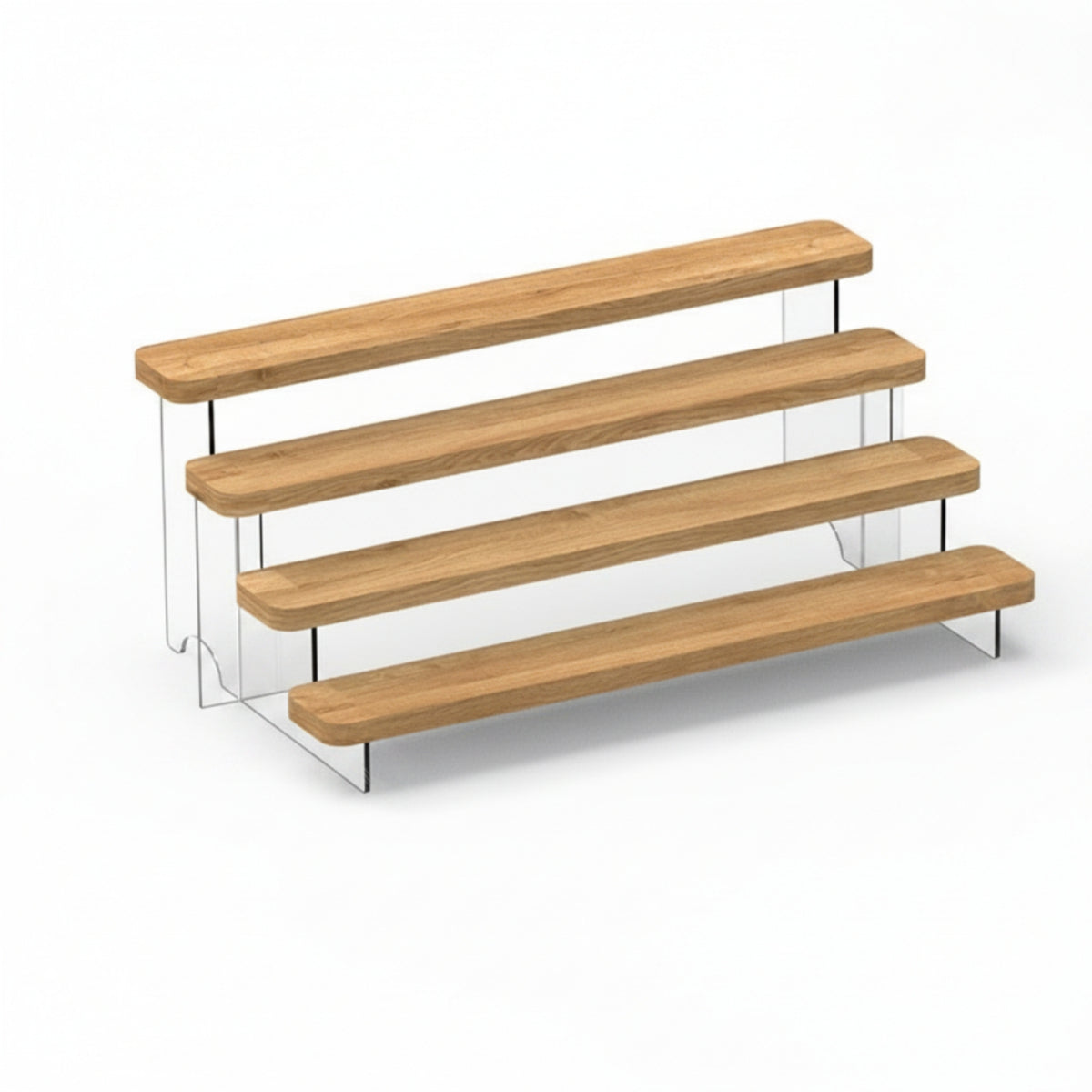 Tabletop Display Case with Wood Base Stepped Acrylic Display Box Transparent Acrylic Case Clear for Collectors