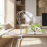Desk Lamp and Reading Light with Double E27 Lamp Bulb Holder, Grow Light for Indoor Plants and Aquarium, 30cm Flexible Hose