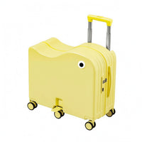 Foldable Cup Holder Hard Shell Ride on Suitcase PC Material Kids Ride on Luggage Combination Lock Children's Carry on Suitcase