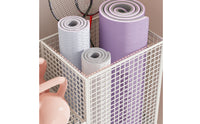 Caster Wheels Mesh Storage Rolling Cart Open Frame Rolling Exercise Rolling Cart Hanging Basket Heavy-Duty Metal for Gym, Fitness Room