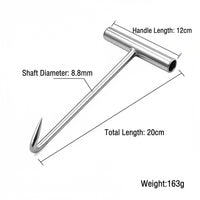 Heavy Duty Manhole Cover Hook, Steel Manhole for Industrial Use, Manhole Cover Hook for Garage, T-Handle Hook for Heavy Duty Lifting