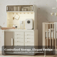 Large Capacity Feeding Station Hutch Multi-Functional Baby Organizer Space Saving Nursery Furniture Versatile for New Parents, Caregivers, Bedroom, Living Room, Closet