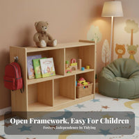 child-appropriate Height Montessori Shelf Versatile Design 5-Section Cubby Shelf sturdy Construction Kids' Furniture Easy to Clean for Preschoolers, Toddlers, educators, Kindergarten, Daycare Center, Classroom, Learning Corner