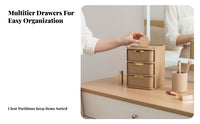 Multimulti-tier textile Makeup Chest Drawer Japanese-inspired aesthetic Countertop Makeup Case for Bathroom