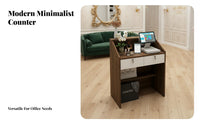 Multi-Functional Salon Reception Desk Lockable Drawer Modern Reception Desk Sturdy Construction Small Shop Counter with Storage Spacious Legroom for Receptionists, Money Iers, Retail Personnel, Beauty Salons, Clothing Boutiques, Office Lobbies, Lobby