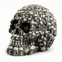 Sculpted Skull Gothic Skull with Red Eyes Realistic Decor Handmade for Desk