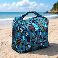 Fish Transport Bag, Foldable Live Fish Bag 70cm, Waterproof TPU Fish Bag with USB Aeration Pump, Patterned