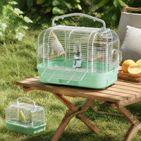 Parrot Cage M Size Green Polymer Bird Cage with Perch, Feeder, Waterer Portable For Vet Visits Disaster Preparedness
