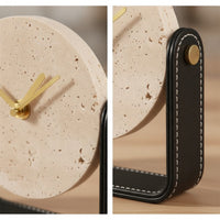 Clock with Metal Stand Decorative Stone Texture Clock Small for Entryway