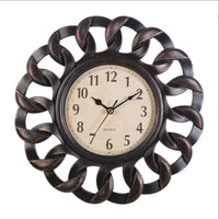 Clock with Openwork Frame Vintage Quartz Wall Clock 10-Inch for Hallway, Bedroom