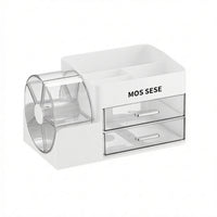 Makeup Organizer with Rotating Compartment Space-Saving Makeup Organizer with Compartments Compact Storage Box for Washroom Counter