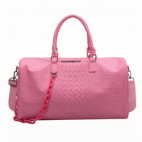 Detachable Shoulder Strap Crocodile Embossed Duffel Water-Resistant Crocodile Embossed Duffel Bag Zippered