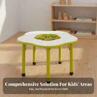 Flower Shaped Kids Table Rounded Edges Adjustable Height Play Table Anti-Skid Feet Kids Drawing Desk for Preschoolers, Young Children