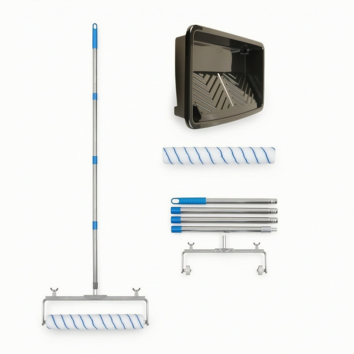 Adjustable Paint Roller Set with Tray and Extension Pole Wide Paint Roller Set with Tray Long-Lasting Tool Reusable for Ceilings