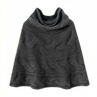 Knitted Cashmere Cape, Autumn Winter Thick High Neck Poncho, Unisex Shawl, Fashion Layered Scarf