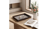 Jewelry Tray with Padded Insert Wood-Look Jewelry Display Tray Slim-Profile Rectangular for Collectors, Dresser, Retail Counter