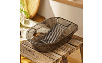 Transparent Wash Basin with Scrubbing Board Rigid Laundry Basin with Washboard Low-Height Washbasin Long-Lasting for Students, Dorm, Apartment, Balcony