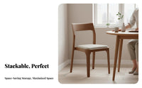 Nordic Design Upholstered Wooden Side Chair Space-Saving Stackable Wooden Frame Chair Fully Assembled Dining Seat Ergonomic Backrest for Restaurant Owners, Hoteliers, Homeowners, Hotel, Cafe, Kitchen, Living Room