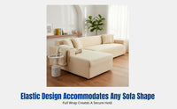 Waterproof Stretch Sofa Cover, Grid Corn Texture, Elastic Full Wrap, Modern Decor, Multi-Color
