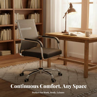 Ergonomic Design Mesh Back Side Chair with Arms Thickened Seat Cushion Mesh Back Sled Chair Long-Lasting Construction Office Furniture Space-Saving for Home Users, Students, Conference Attendees, Dormitory, Study Room, Lobby