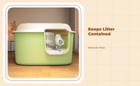 Large Cat Litter Box High Sides Semi-Enclosed Easy to Clean