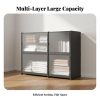 Dust-Proof Organizer Shelf with Doors Large Capacity Multi-Layer Display Cabinet Multifunctional for Renters, Bedroom, Living Room, Entryway