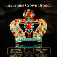 Women's Ornate Crown Lapel Pin, Rhinestone Crown Brooch Pin, Sparkling Crown Brooch Pin, Vintage Lapel Pin for Suits, Fashion Brooch for Scarves