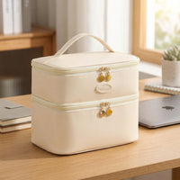 Lunch Box and Insulated Lunch Bags for Women, Pack of 2 Square Multi-layer Lunch Box Bag in PU Material, Large Capacity Picnic Bag, Cool Bag