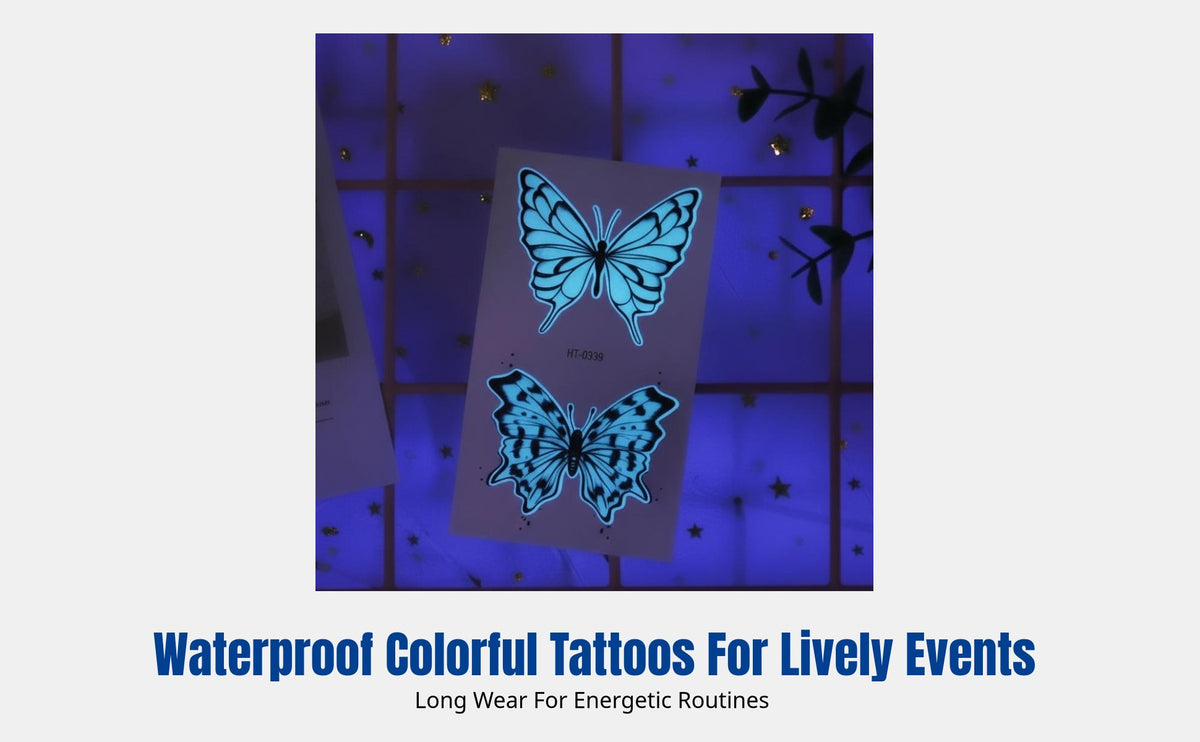 Luminescent Skin Decal Sticker, Midnight Flutterby, Waterproof, EDM, Nightclub