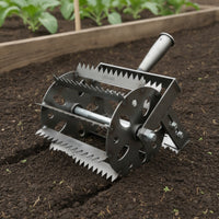 Hand-Push Manual Weeding Tool with Serrated Blades Sturdy Rotary Weeder Long-Lasting Rotary Cultivator Rust-Resistant for Gardeners, Yard
