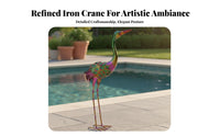 Metal Crane Statue Indoor/Outdoor Use Crane Garden Sculpture Vintage Aesthetic Wrought Metal Avian Sculpture Decor for Patio, Poolside, Backyard