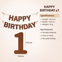 Letter Banner with Numbers for First Birthday Party Decorations, Thick Non-Woven Bunting Garland for Party Decor