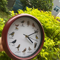 Clock with Bird Illustrations Easy to Use Round Wall Clock Electronic for Living Room, Kitchen, Office