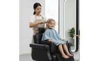 Easy to Clean Barber Chair Booster Cushion Upholstered Salon Booster Seat with Front Panel Stain-Resistant Children's Haircut Cushion Long-Lasting for Home Haircuts
