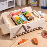 Wooden Role Play Grill Slatted Top Tabletop Barbecue Grill Toy Smooth Edges for Children
