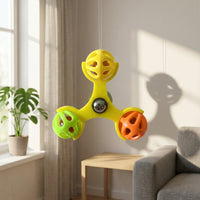 Interactive Rotating Wheel Parrot Enclosure Sphere with 3 Sphere Cluster, PETG Material Rotating Toy for Cockatiels, Budgie Entertainment