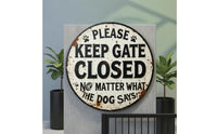 Round Metal Wall Plaque Paw Retro Print Iron Sign Rust-Brown Home Decor for Gate