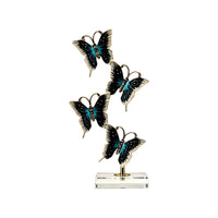 Crystal Butterfly Ornament Gold Tone Butterfly Decor with Crystal Polished Tabletop Sculpture for Living Room